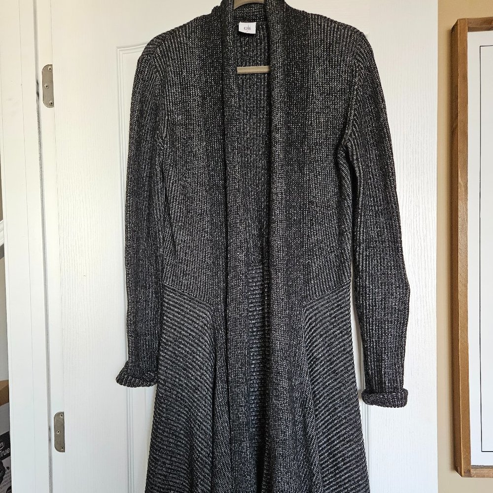 VINTAGE CAbi Black Marbled Cloak Knit Cardigan Size Med Style 3530